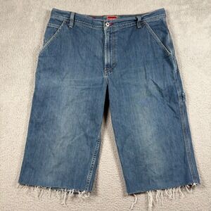Vtg Tommy Hilfiger Red Label Men Carpenter Denim Y2k Shorts Size 36 Baggy Skater